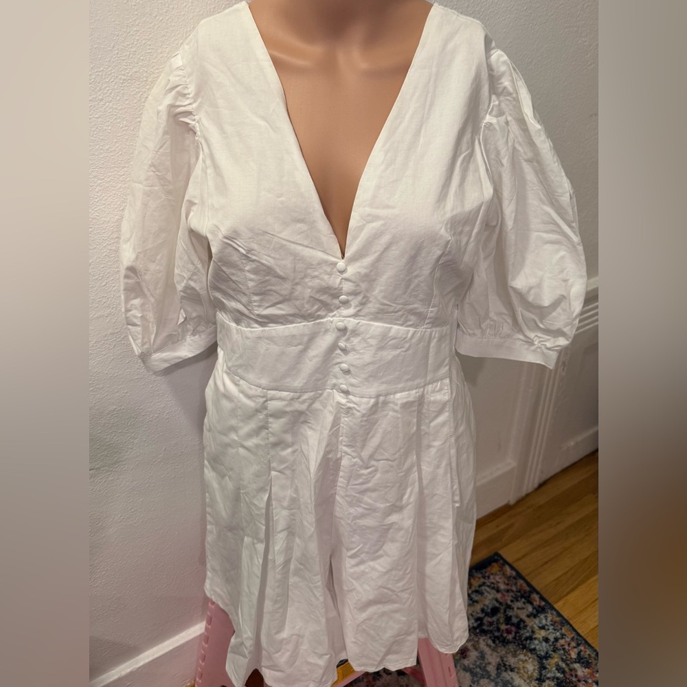 Tea n Cup White V-Neck Jumpsuit